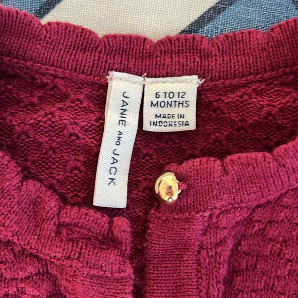 Janie and Jack Burgundy Sweater Cardigan 6-12 Mos - Picture 2 of 3